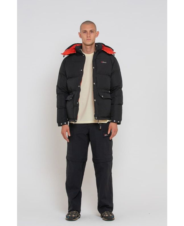 Hombre con cazadora acolchada con capucha Deus Ex Machina Summit negra