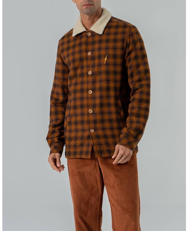 Hombre con chaqueta a cuadros Lightning Bolt Clyde marrón