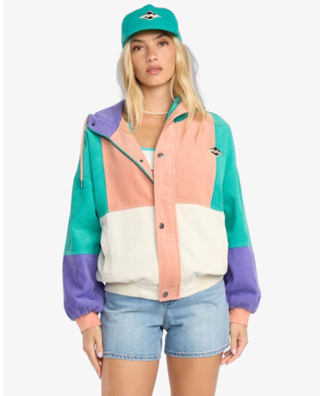Mujer con Chaqueta de pana con capucha Billabong Set The Tone color Aqua Haze