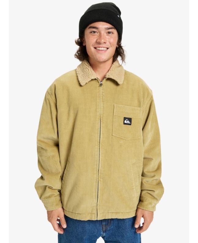 Hombre con chaqueta de pana Quiksilver DNA Sherpa Harrington Beige 