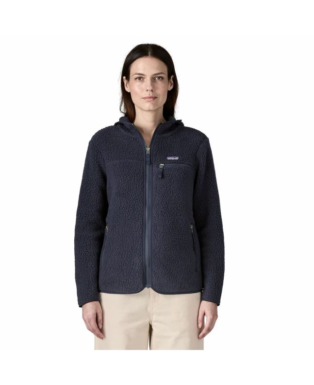Mujer con chaqueta de forro polar con capucha Patagonia Retro Pile Hoody Azul Marino