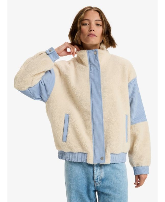 Mujer con Chaqueta de sherpa con bloques de pana Roxy Wrap It Up Cord Tapioca