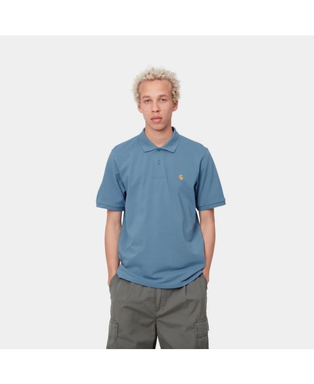 Hombre con polo de manga corta Carhartt WIP Chase Pique azul