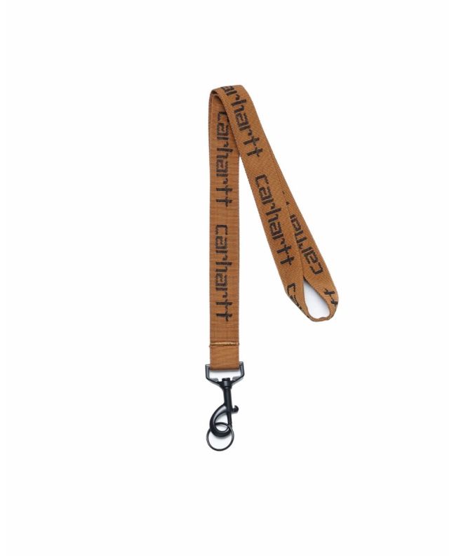 Cinta para colgar las llaves Carhartt WIP Script Lanyard Marrón y Negra Unisex