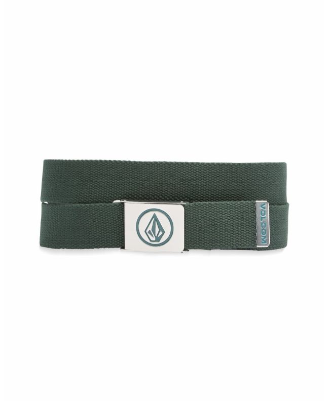 Volcom, cinturón Circle Web verde escarabajo para hombre