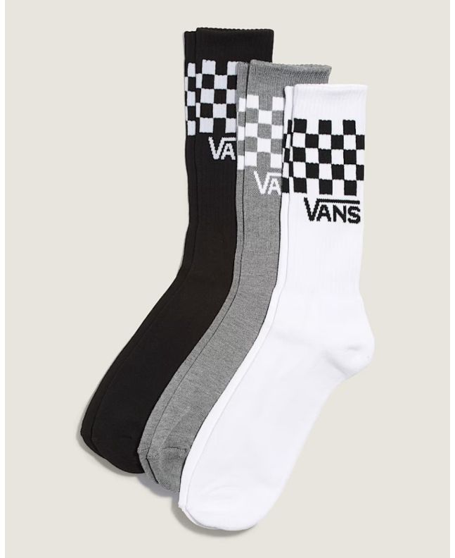 Calcetines Vans Classic Check Crew 3 Pack negro-gris-blanco unisex – diseño checkerboard