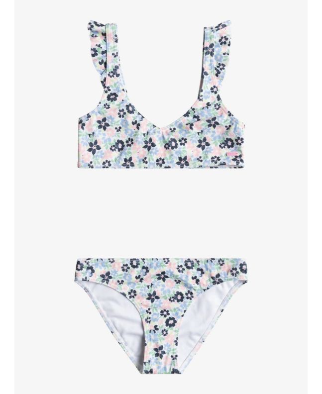 Conjunto de bikini bralette Roxy Dreamer Azul con estampado floral para niñas de 6 a 16 años