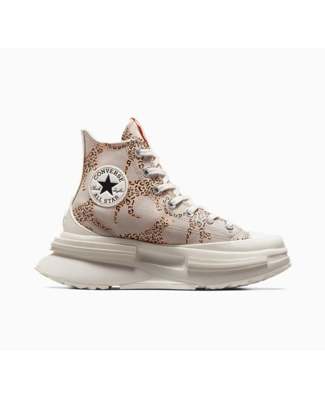 Zapatillas Converse de plataforma Run Star Legacy CX Animal Abstract blanco y coral con leopardos estampados para mujer