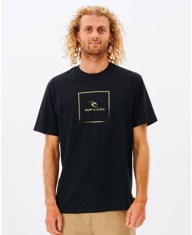 Hombre con Camiseta orgánica de manga corta Rip Curl Corp Icon negra