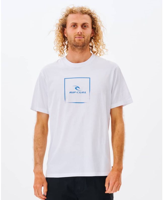 Hombre con Camiseta orgánica de manga corta Rip Curl Corp Icon blanca