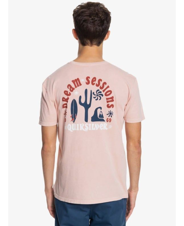 Camiseta de Manga Corta con tejido orgánico para hombre Quiksilver Dream Sessions rosa Posterior