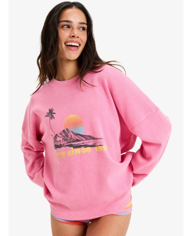 Mujer con jersey Roxy Eastside Midweight Rosa