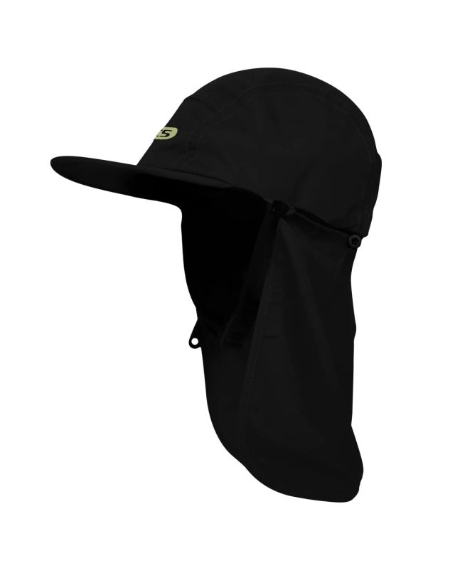 Gorra de surf FCS Essential Legionnaire negra y eucalipto con solapa y protección solar UPF50+