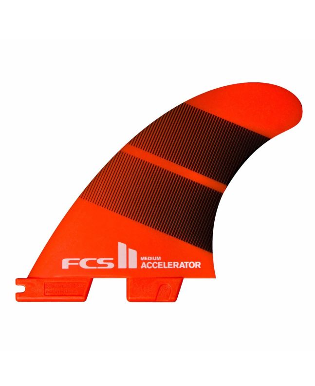 Quillas para tabla de surf FCS II Accelerator Neo Glass Tri Fins en talla L y color rojo y negro
