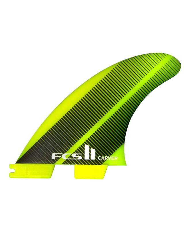 Quillas para tabla de surf FCS II Carver Neo Glass Tri Fins en talla L y color Acid Gr