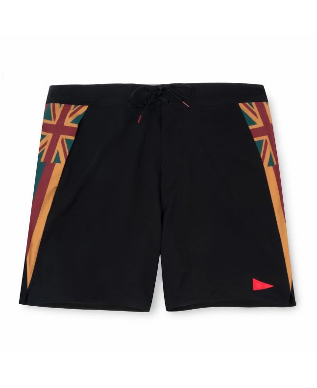 Boardshort Florence Pro Hawaii 17.5'' en negro con bandera hawaiana en los laterales para hombre