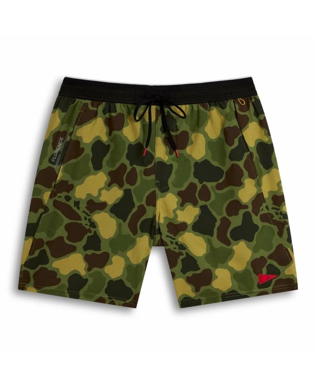 Pantalón corto Florence Marine X Airtex Short camuflaje verde con cintura elástica negra y bolsillos laterales para hombre