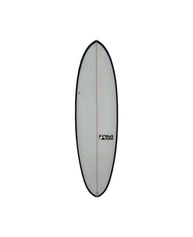 Tabla de surf Funboard Full & Cas Hybrid Performer 6'2" blanca con cantos negros FCS 2