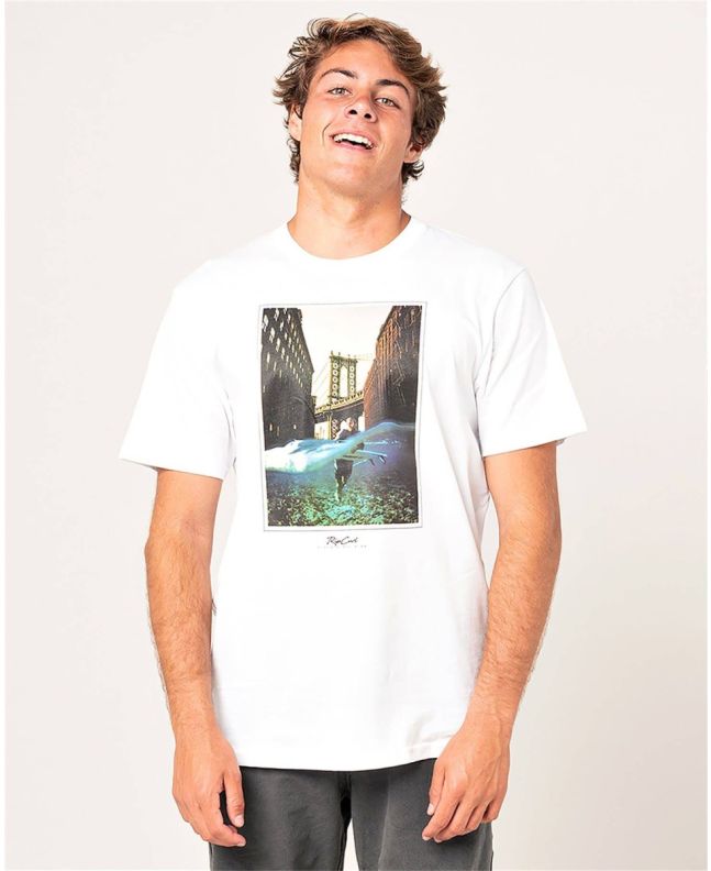 Camiseta Surfera de Manga Corta Rip Curl Good Day Bad Day para hombre blanca Frontal