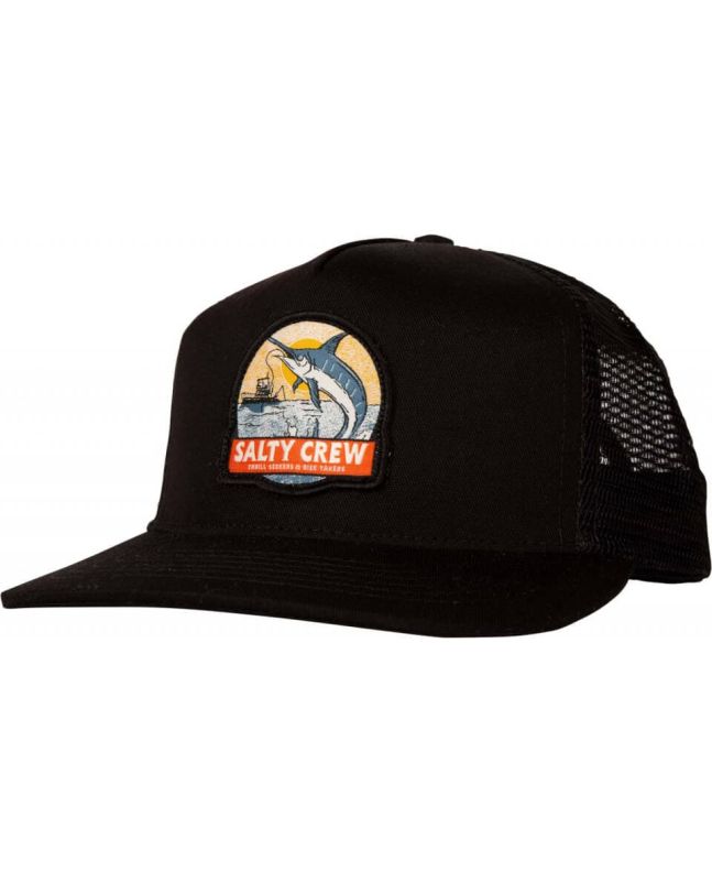 Gorra de malla Salty Crew Deep Drop Boys Retro Trucker negra para niño