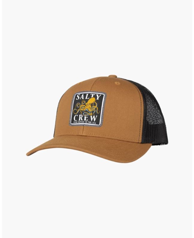 Gorra de malla Salty Crew Ink Slinger Retro Trucker Camel Negro para hombre