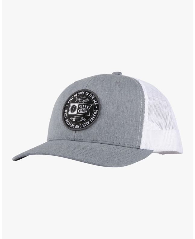 Gorra de malla Salty Crew Legends Retro Trucker gris y blanca para hombre