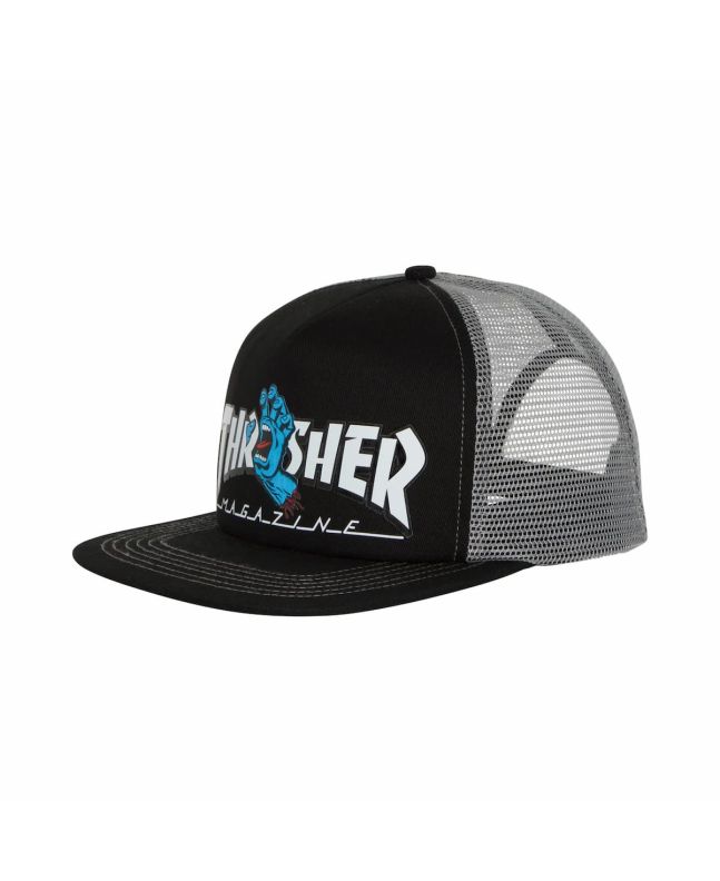 Gorra Trucker Santa Cruz x Thrasher Screaming Logo Negra y Gris para hombre