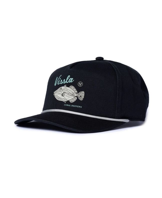 Gorra Vissla Reefer negra de 5 paneles con cierre ajustable para hombre