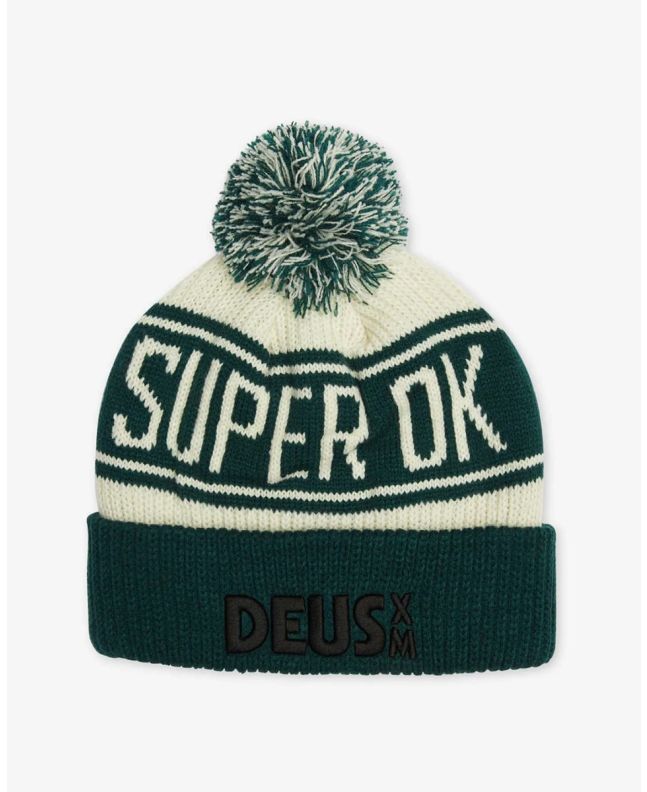 Gorro Deus Ex Machina Super Ok Beanie Verde y blanco para hombre