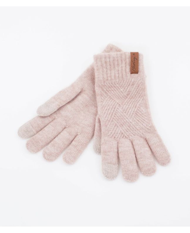 Guantes de punto Hurley Woven Knit beige para mujer 