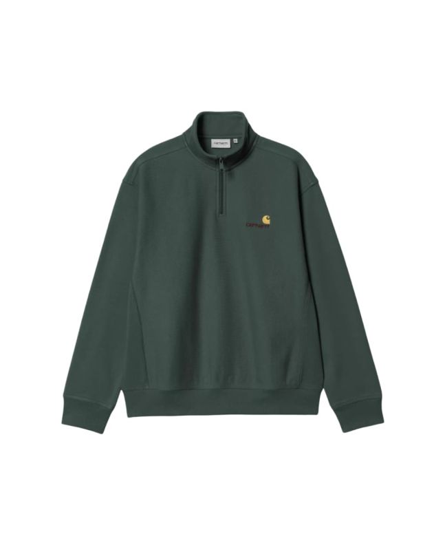 Carhartt WIP American Script Half Zip verde Kale Green para hombre