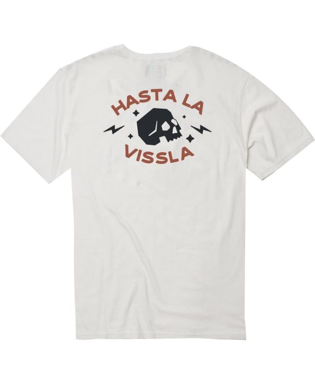 Camiseta de manga corta con bolsillo para hombre Vissla Hasta La Vissla SS blanca Posterior