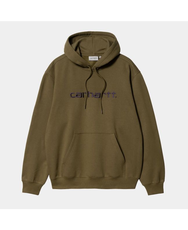 Sudadera con capucha Carhartt WIP Hooded Carhartt Sweat verde con logo morado para hombre