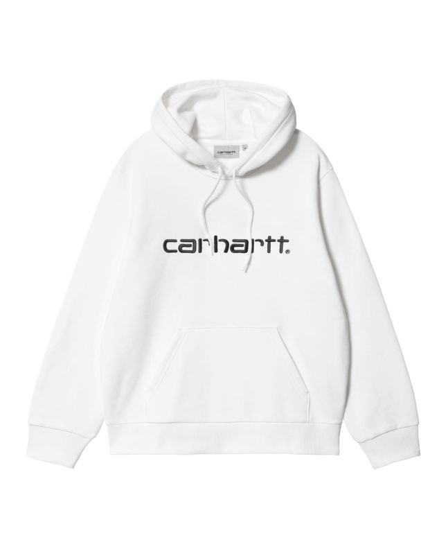 Sudadera con capucha Carhartt WIP Hooded Carhartt Sweatshirt blanca con logo negro para hombre