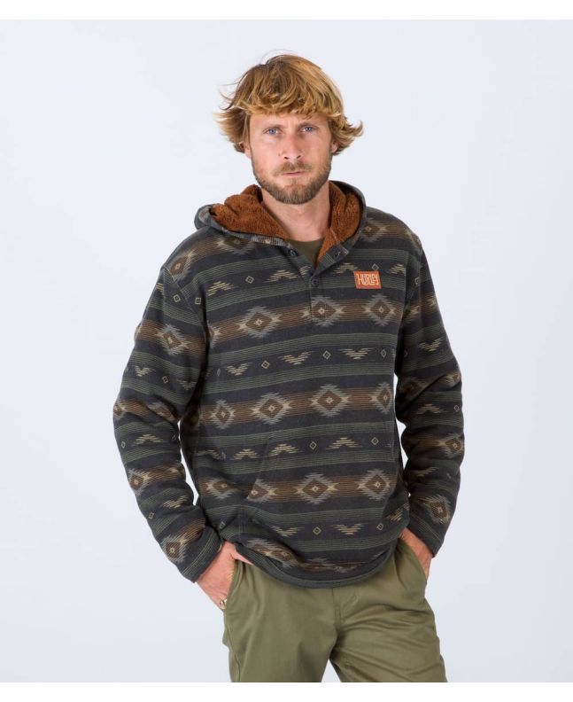 Hombre con sudadera de capucha Hurley Modern Surf Poncho Sherpa negra