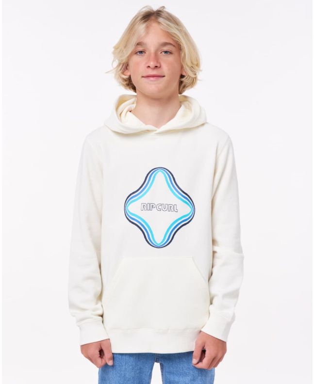 Niño con sudadera de capucha Rip Curl Surf Revival blanco hueso