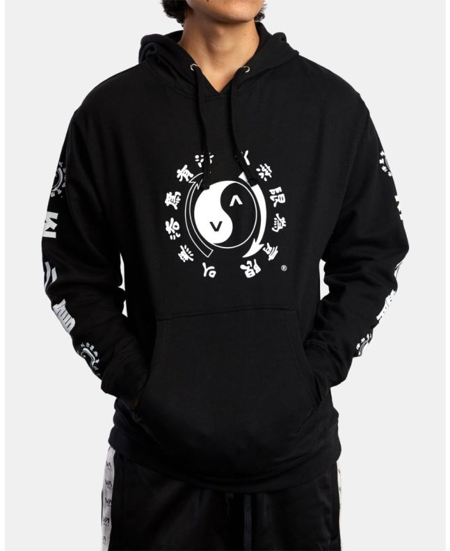 Hombre con sudadera de capucha RVCA Bruce Lee Eighty Years negra 