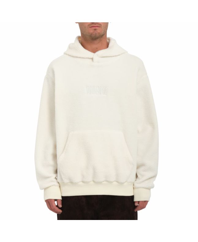 Hombre con sudadera polar con capucha y forro de borreguillo Volcom ISO91 Blanca