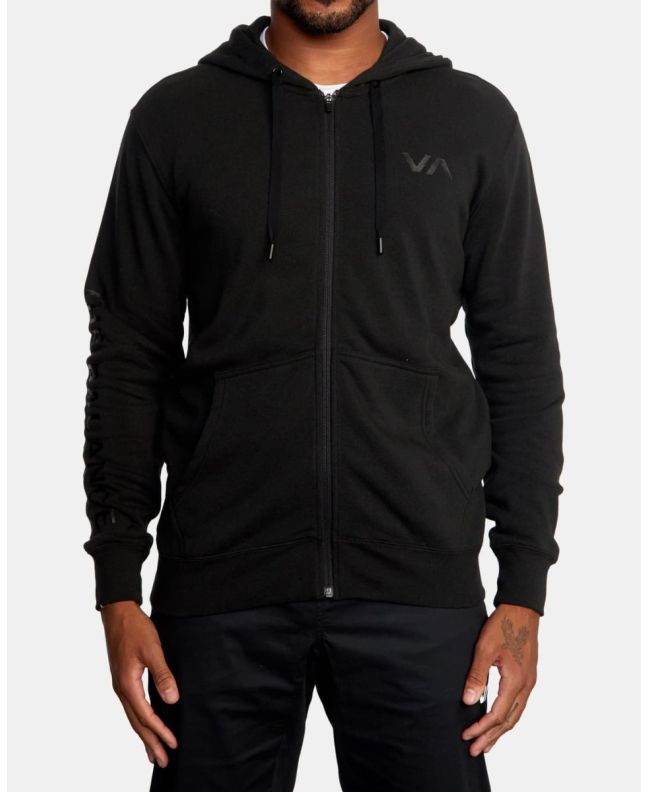 Hombre con sudadera de capucha y cremallera Rvca Swift Box negra
