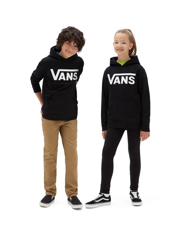 Niña y niño con sudadera de capucha Vans Classic Kids negra 
