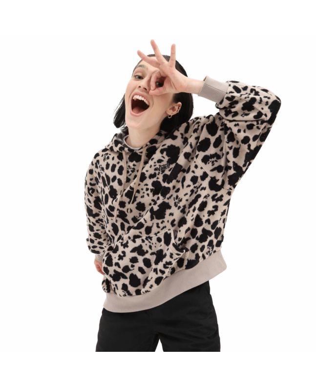 Mujer con sudadera de capucha Vans Dotty Check Animal negra