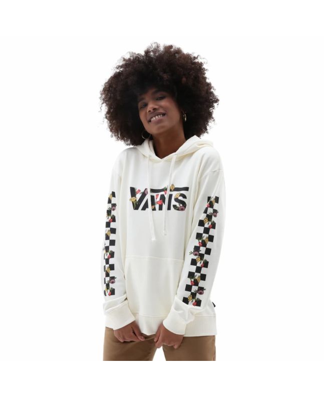 Mujer con Sudadera de capucha Vans BFF Wyld Tangle Poppy blanca con flores