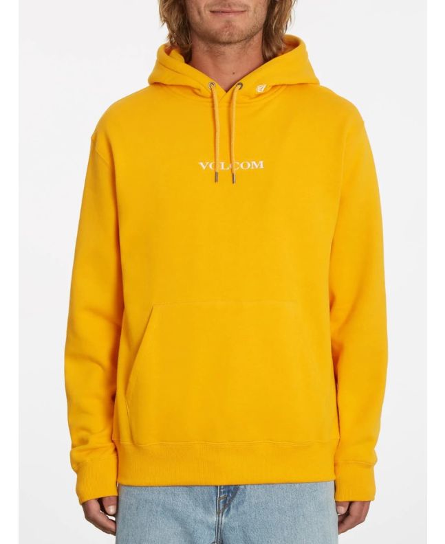 Hombre con sudadera de forro polar con capucha Volcom Stone amarilla