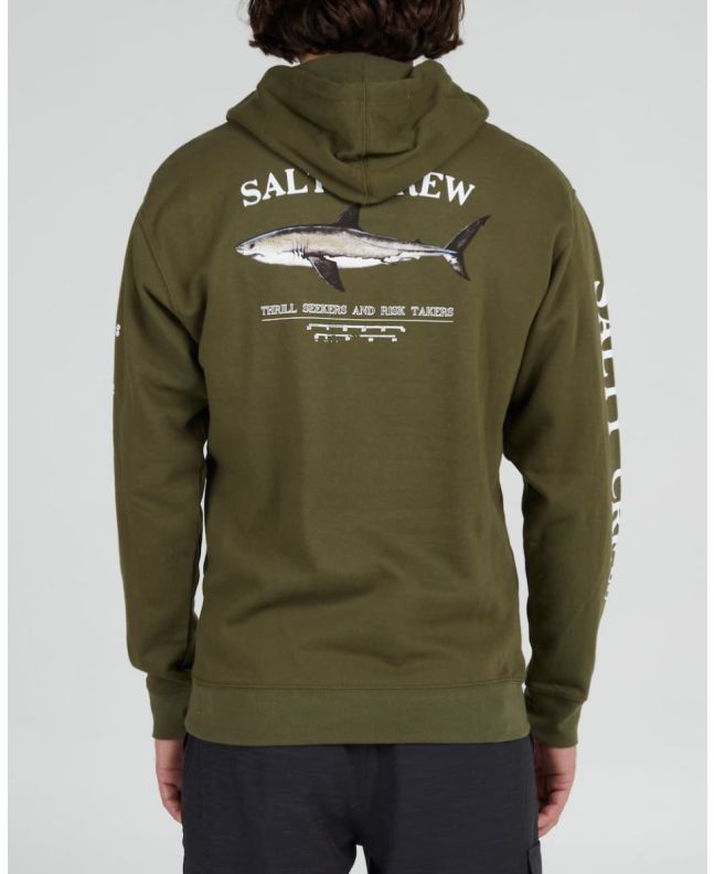 Hombre con sudadera de capucha Salty Crew Bruce Hood Fleece verde militar