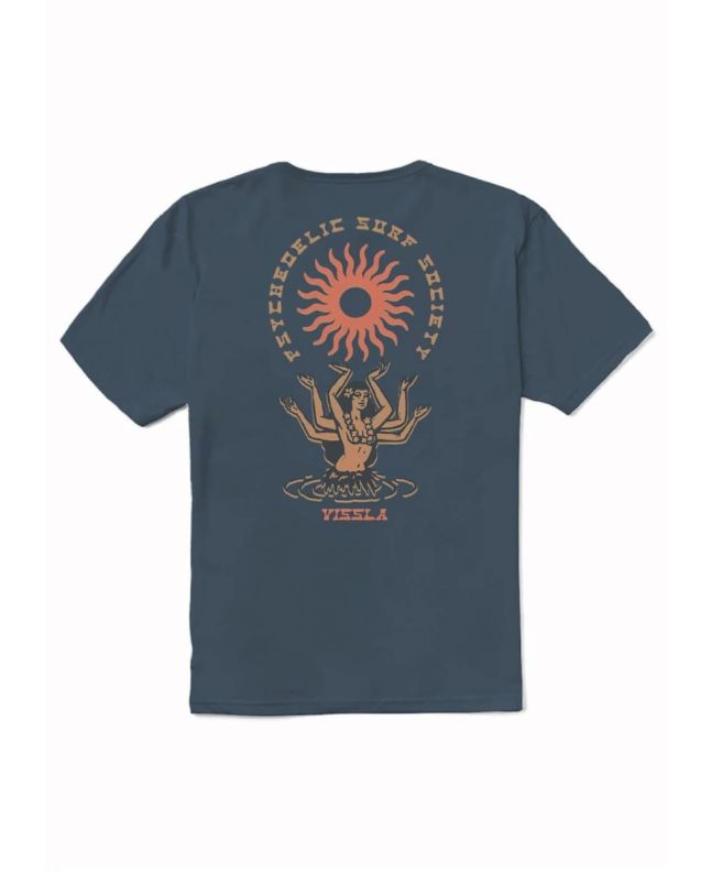 Camiseta orgánica de manga corta Vissla Hula Hands Azul para hombre