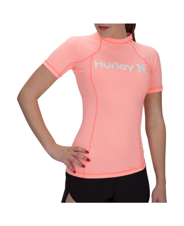 Mujer con Camiseta de protección solar UPF 50+ Hurley One and Only rosa 