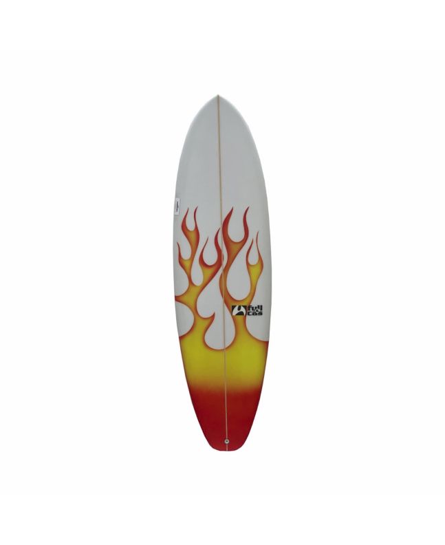 Tabla de surf Funboard Full & Cas Hybrid Performer 6'4'' blanca con llamas FCS 2