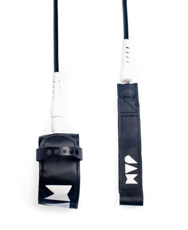 Invento para tablas de surf Jam Traction Comfortlight Step Up Plus Leash 7" en color negro y blanco