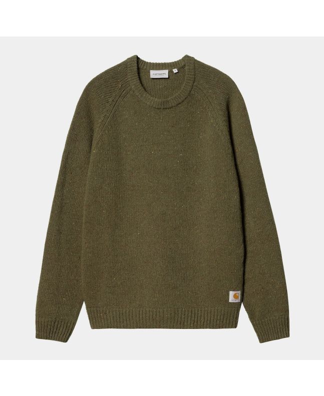 Jersey de lana Carhartt WIP Anglistic Sweater Speckled Highland verde para hombre