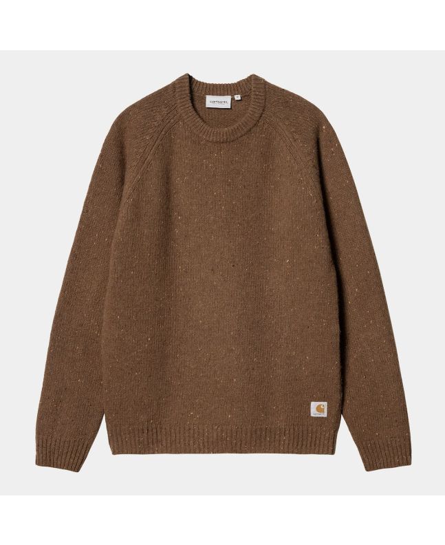 Jersey de lana Carhartt WIP Anglistic Sweater Marrón Tamarindo Moteado para hombre
